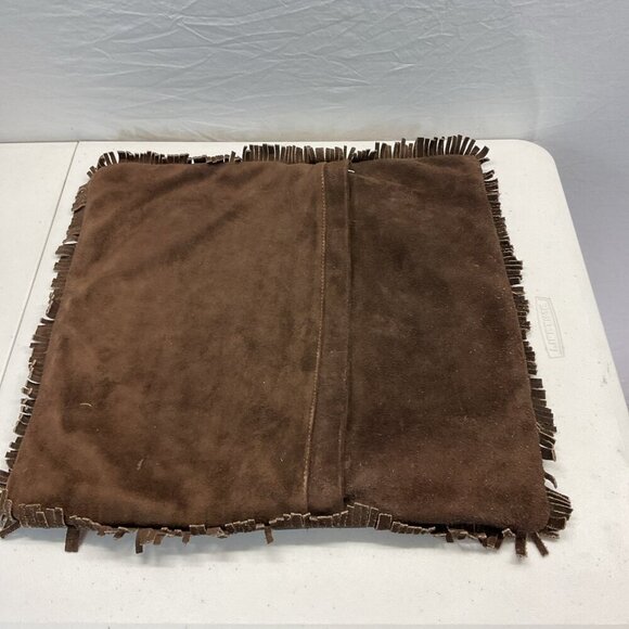 2 Western Leather Accent Pillows Fringed Cowboy boot Texas Star applique - Picture 3 of 15